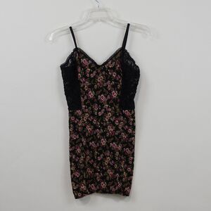 Free People Intimately Babydoll Camisole Small Retro Floral Black Lace Boho
